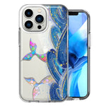 Apple iPhone 13 Pro Rainbow Mermaid Tails Scales Ocean Waves Beach Girls Summer Double Layer Phone Case Cover