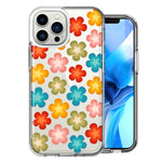 Apple iPhone 14 Pro Max Groovy Gradient Retro Color Flowers Double Layer Phone Case Cover