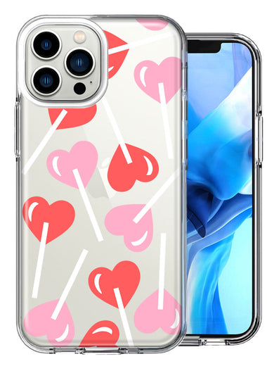 Apple iPhone 14 Pro Max Heart Suckers Lollipop Valentines Day Candy Lovers Double Layer Phone Case Cover