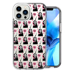 Apple iPhone 14 Pro Pink Horror Valentine Character Ghostface Boyfriend Call Me Hearts Double Layer Phone Case Cover