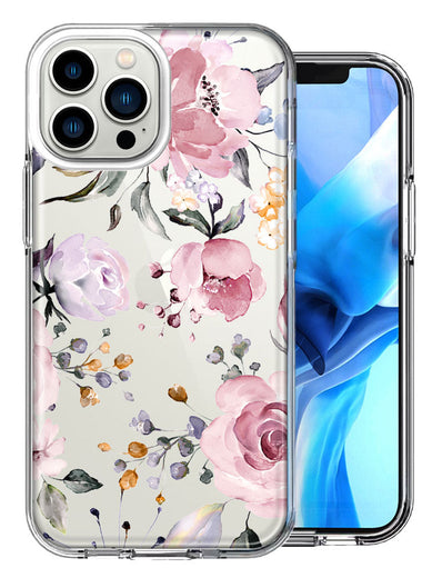 Apple iPhone 15 Pro Max Soft Pastel Spring Floral Flowers Blush Lavender Design Double Layer Phone Case Cover