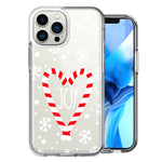 Apple iPhone 14 Pro Max Winter Joy Snow Peppermint Candy Cane Heart Festive Christmas Double Layer Phone Case Cover