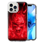 Apple iPhone 14 Pro Max Red Flaming Skull Double Layer Phone Case Cover