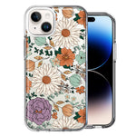 Apple iPhone 15 Feminine Classy Flowers Fall Toned Floral Wallpaper Style Double Layer Phone Case Cover