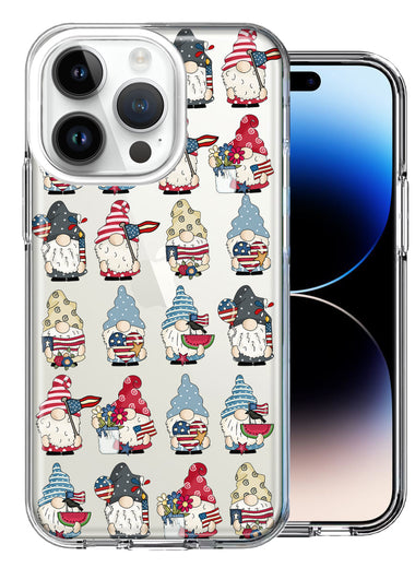 Apple iPhone 14 Pro USA Fourth Of July American Summer Cute Gnomes Patriotic Parade Double Layer Phone Case Cover