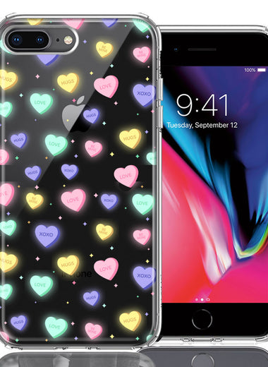 Apple iPhone 7/8 Plus Valentine's Day Heart Candies Polkadots Design Double Layer Phone Case Cover
