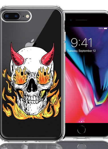 Apple iPhone 7/8 Plus Flamming Devil Skull Design Double Layer Phone Case Cover