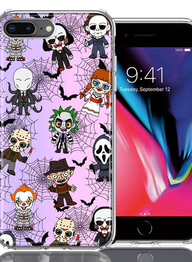 Apple iPhone 7/8 Plus Classic Haunted Horror Halloween Nightmare Characters Spider Webs Design Double Layer Phone Case Cover