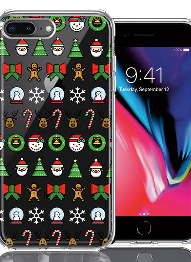Apple iPhone 7/8 Plus Classic Christmas Polka Dots Santa Snowman Reindeer Candy Cane Design Double Layer Phone Case Cover