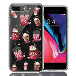 Apple iPhone 7/8 Plus Coffee Lover Valentine's Hearts Pink Drink Latte Double Layer Phone Case Cover