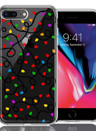 Apple iPhone 7/8 Plus Colorful Nostalgic Vintage Christmas Holiday Winter String Lights Design Double Layer Phone Case Cover