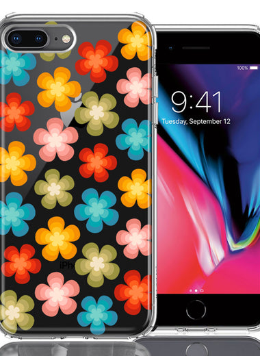 Apple iPhone 7/8 Plus Groovy Gradient Retro Color Flowers Double Layer Phone Case Cover