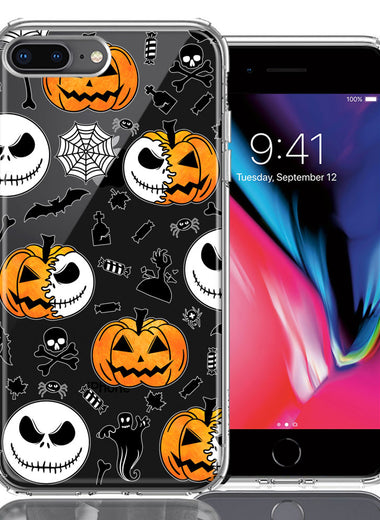 Apple iPhone 7/8 Plus Halloween Jack-O-Lantern Pumpkin Skull Spooky Design Double Layer Phone Case Cover