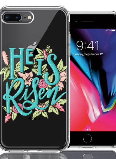 Apple iPhone 7/8 Plus He Is Risen Text Easter Jesus Christian Flowers Double Layer Phone Case Cover