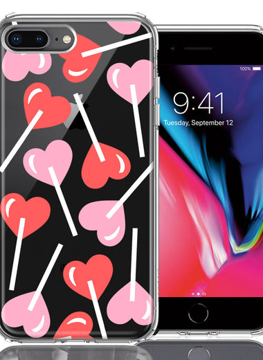 Apple iPhone 7/8 Plus Heart Suckers Lollipop Valentines Day Candy Lovers Double Layer Phone Case Cover