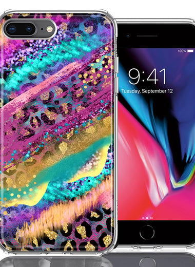 Apple iPhone 7/8 Plus Leopard Paint Colorful Beautiful Abstract Milkyway Double Layer Phone Case Cover