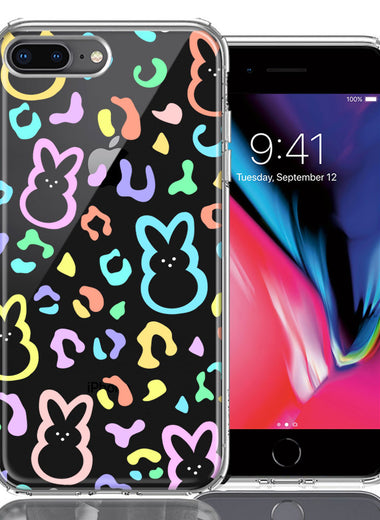 Apple iPhone 7/8 Plus Leopard Easter Bunny Candy Colorful Rainbow Double Layer Phone Case Cover