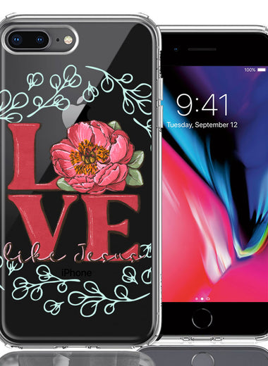 Apple iPhone 7/8 Plus Love Like Jesus Flower Text Christian Double Layer Phone Case Cover