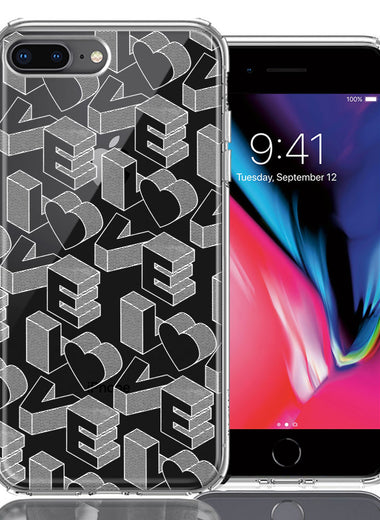 Apple iPhone 7/8 Plus 3D Love Letters Hearts Valentine's Day Double Layer Phone Case Cover