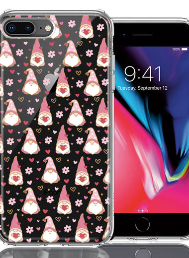 Apple iPhone 7/8 Plus Pink Blush Valentines Day Flower Hearts Gnome Characters Cute Double Layer Phone Case Cover