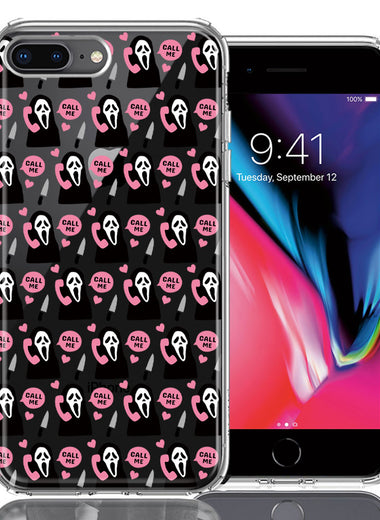 Apple iPhone 7/8 Plus Pink Horror Valentine Character Ghostface Boyfriend Call Me Hearts Double Layer Phone Case Cover
