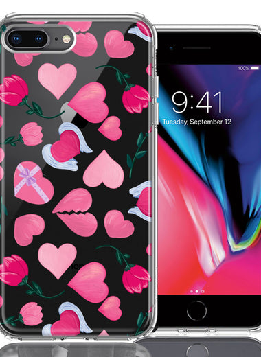 Apple iPhone 7/8 Plus Pretty Valentines Day Hearts Chocolate Candy Angel Flowers Double Layer Phone Case Cover