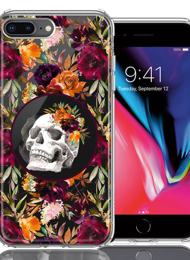 Apple iPhone 7/8 Plus Romance Is Dead Valentines Day Halloween Skull Floral Autumn Flowers Double Layer Phone Case Cover