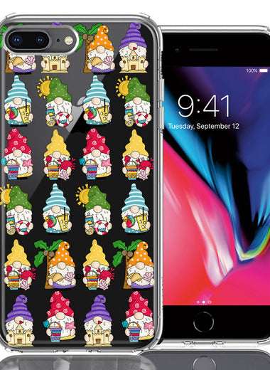 Apple iPhone 7/8 Plus Summer Beach Cute Gnomes Sand Castle Shells Palm Trees Double Layer Phone Case Cover
