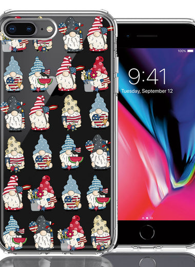 Apple iPhone 7/8 Plus USA Fourth Of July American Summer Cute Gnomes Patriotic Parade Double Layer Phone Case Cover