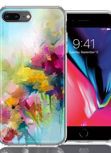 For Apple iPhone 6/7/8 Plus Watercolor Flowers Abstract Spring Colorful Floral Painting Phone Case Cover