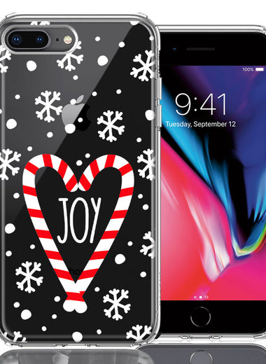 Apple iPhone 7/8 Plus Winter Joy Snow Peppermint Candy Cane Heart Festive Christmas Double Layer Phone Case Cover