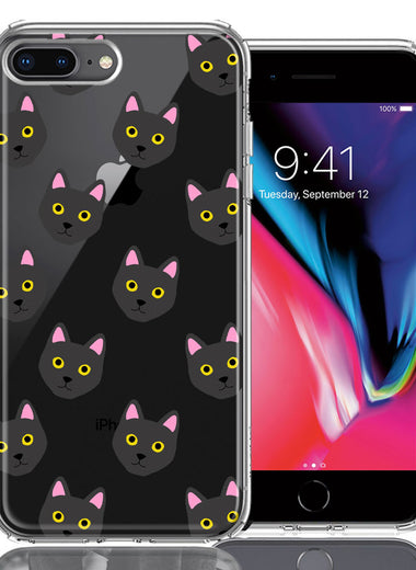 Apple iPhone 7/8 Plus Black Cat Polkadots Design Double Layer Phone Case Cover