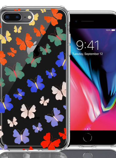 Apple iPhone 7/8 Plus Colorful Butterflies Design Double Layer Phone Case Cover