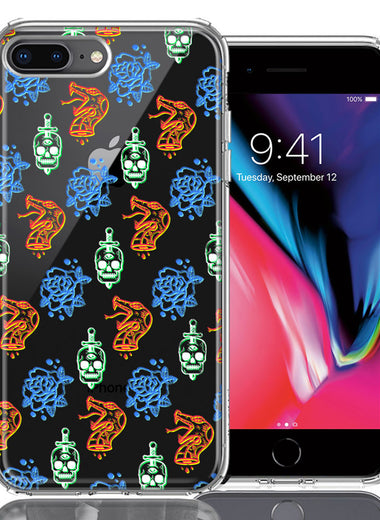 Apple iPhone 7/8 Plus Snakes Skulls Roses Design Double Layer Phone Case Cover