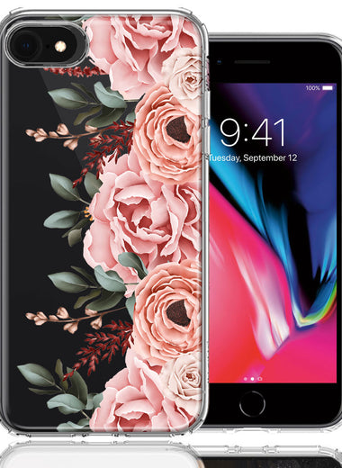 For Apple iPhone 7/8/SE 2020/SE 3 2022 Blush Pink Peach Spring Flowers Peony Rose Phone Case Cover