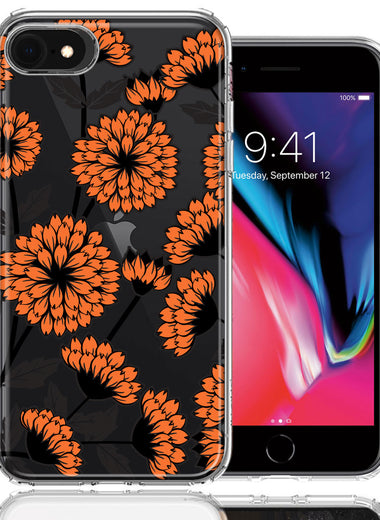 Apple iPhone 6/7/8/SE Orange Chrysanthemum Flowers Design Double Layer Phone Case Cover
