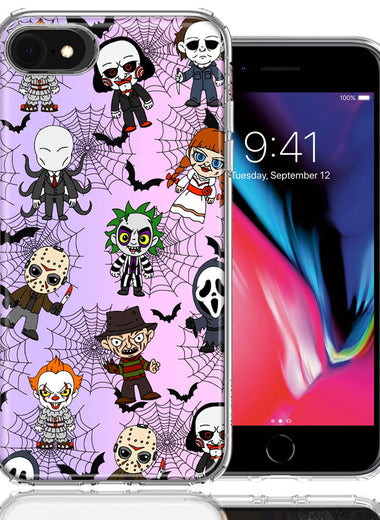 Apple iPhone 6/7/8/SE 2020/SE 3 2022 Classic Haunted Horror Halloween Nightmare Characters Spider Webs Design Double Layer Phone Case Cover