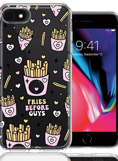 Apple iPhone 6/7/8/SE 2020/SE 3 2022 Cute Valentine Pink Love Hearts Fries Before Guys Double Layer Phone Case Cover