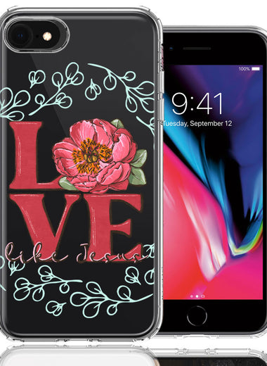 Apple iPhone 6/7/8/SE Love Like Jesus Flower Text Christian Double Layer Phone Case Cover