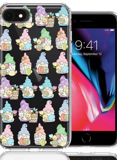 Apple iPhone 6/7/8/SE 2020/SE 3 2022 Pastel Easter Cute Gnomes Spring Flowers Eggs Holiday Seasonal Double Layer Phone Case Cover