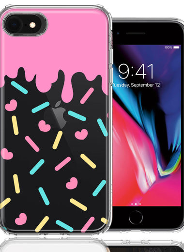 Apple iPhone 6/7/8/SE 2020/SE 3 2022 Pink Drip Frosting Cute Heart Sprinkles Kawaii Cake Design Double Layer Phone Case Cover