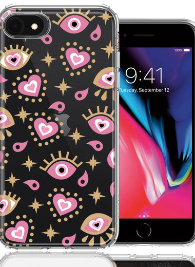 Apple iPhone 6/7/8/SE 2020/SE 3 2022 Pink Evil Eye Lucky Love Law Of Attraction Design Double Layer Phone Case Cover
