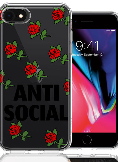 Apple iPhone 6/7/8/SE Anti Social Roses Design Double Layer Phone Case Cover