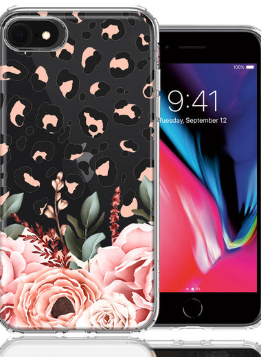 For Apple iPhone 7/8/SE 2020/SE 3 2022 Classy Blush Peach Peony Rose Flowers Leopard Phone Case Cover