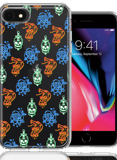 Apple iPhone 6/7/8/SE Snakes Skulls Roses Design Double Layer Phone Case Cover