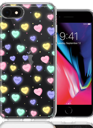 Apple iPhone 6/7/8/SE Valentine's Day Heart Candies Polkadots Design Double Layer Phone Case Cover