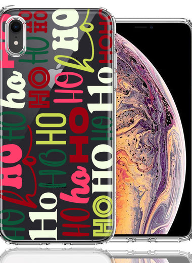 Apple iPhone XR Christmas Santa Ho Ho Ho textagraphy Festive Holiday Double Layer Phone Case Cover