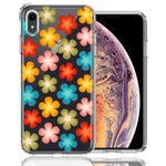 Apple iPhone XR Groovy Gradient Retro Color Flowers Double Layer Phone Case Cover