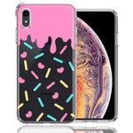 Apple iPhone XR Pink Drip Frosting Cute Heart Sprinkles Kawaii Cake Design Double Layer Phone Case Cover