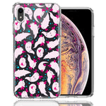 Apple iPhone XR Pink Happy Swimming Axolotls Polka Dots Double Layer Phone Case Cover